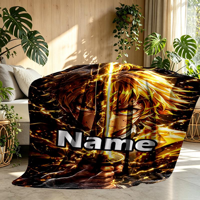 Custom Name Personalized Demon Slayer Print Blanket, Home Decor, Bedroom, Sofa, Camping, Couch, Gifts for Birthday Christmas