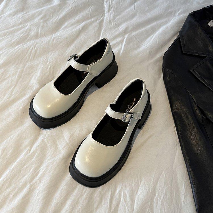 

British style platform small leather shoes women s 2025 new spring and summer new light mouth versatile black jk Mary Jane single shoes 40