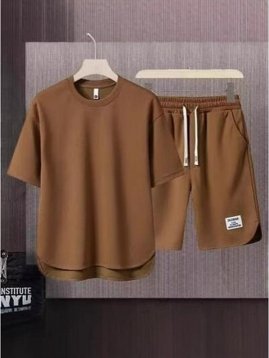 Men's Trendy Summer Sports Suit: Casual Short Sleeve & Shorts Two-Piece Set