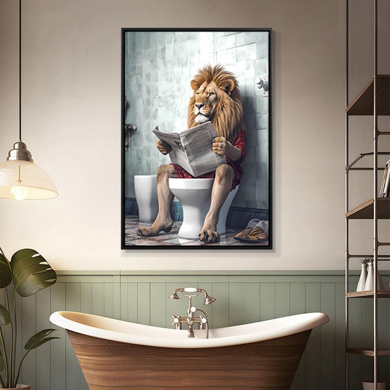 Retro Creative Animal Bathroom Canvas Painting Lion Cat Bar Toilet Bathroom Decoration Painting for Modern Living Room Asian Style Home Decor
