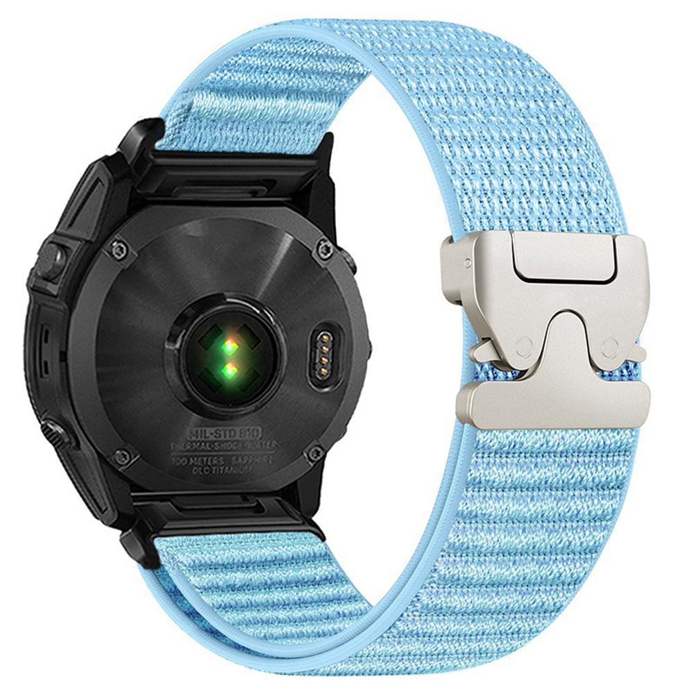 Nylon Watch Band for Garmin Fenix 7 Pro/7/6 Pro QuickFit 22mm Parachute Buckle Woven Wrist Strap with Stainless Steel Connector