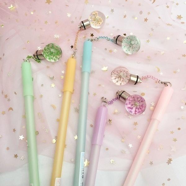 1 buc. Stilou cu pandantiv floare Stilou creativ cu bec luminos Stilou negru Stilou gel coreean mic și proaspăt pentru semnat