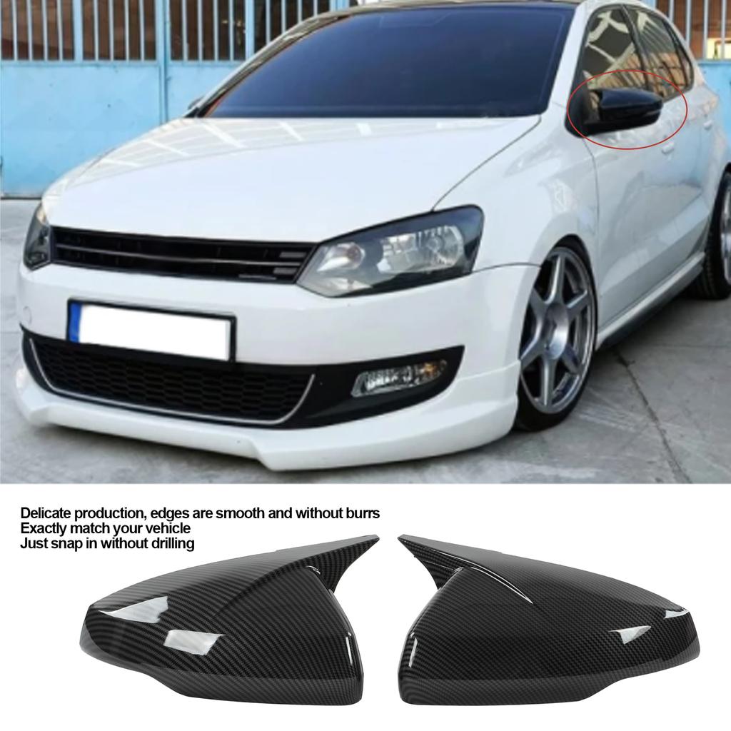 Pair Rr View Mirror Protective Covers Left Right Snap In Replacement for MK6 2018+(Glossy Black )