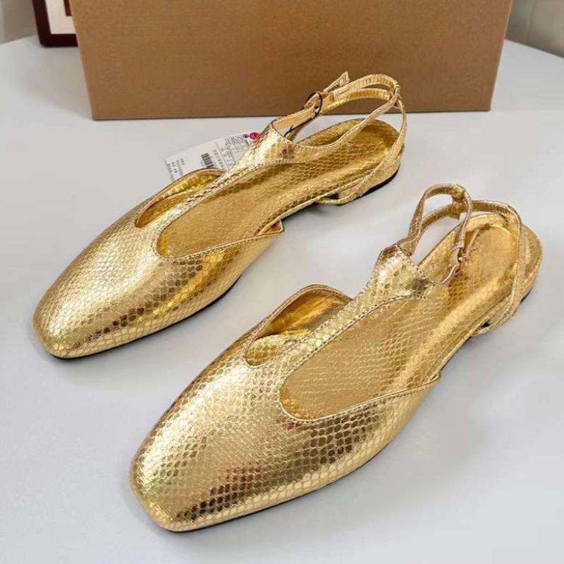 

Весенние женские туфли-лодочки с открытой пяткой, дизайнерские туфли с пряжкой и ремешком на щиколотке, модные, золотисто-черные, большого размера, удобные женские туфли Мэри Джейн 37 золотой