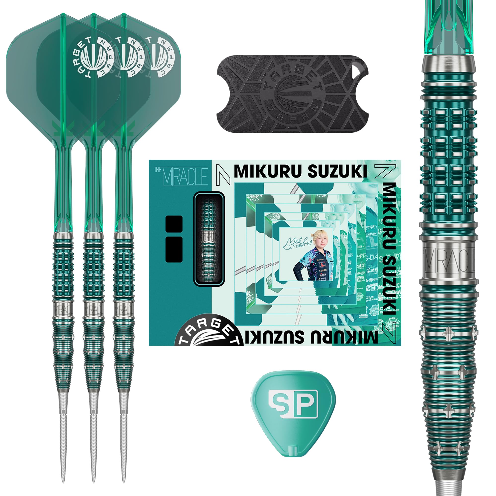 

Target Japan THE MIRACLE GEN7 Suzuki Mirai Tungsten 2BA Darts 6 Shape Flights and SWISS SILVER NANO POINT 30mm Miracle 95% K-Flex Steel-Tip Set, 23g,
