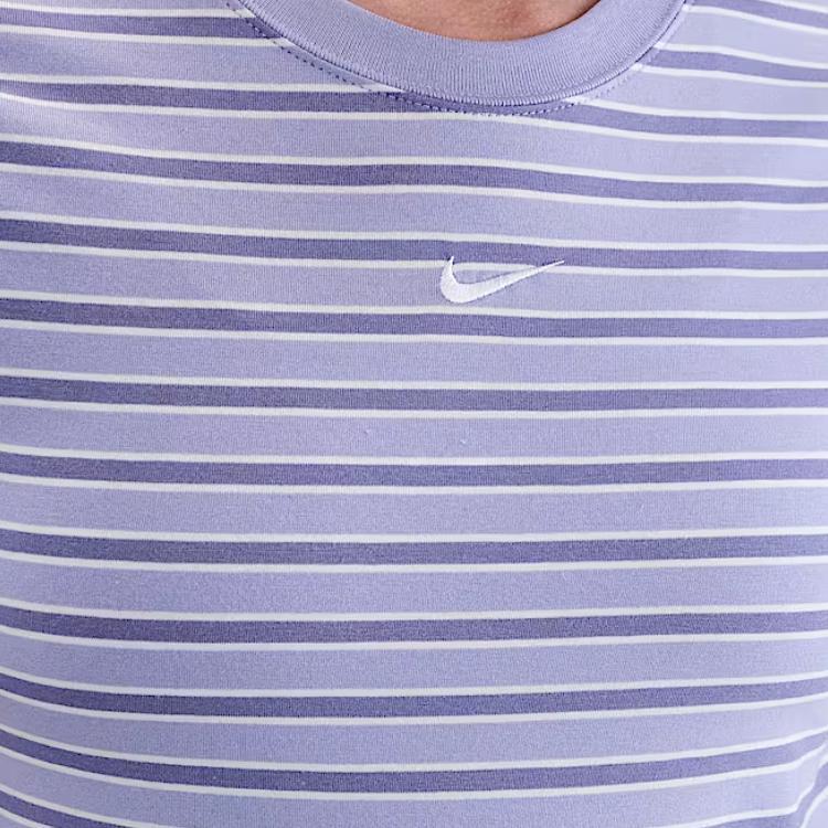 Nike Sportswear Chill Knit Comfortable Fashion Simple Versatile Striped Solid Short Sleeve Regular T-Shirt Women tops Purple HF9525-533