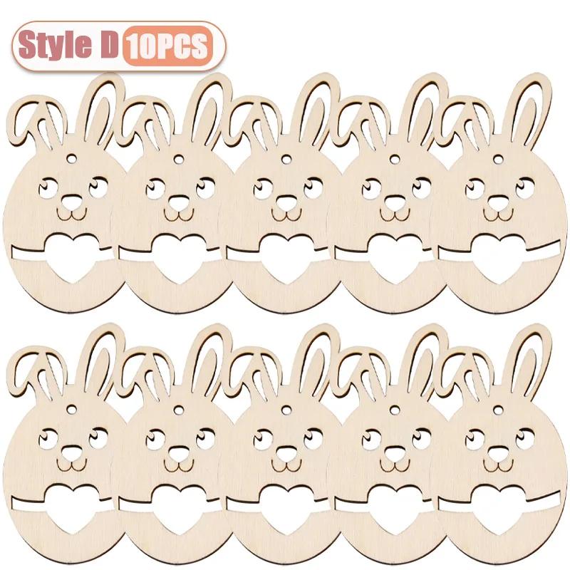 10-40PCS Easter Wooden Eggs with Hemp Rope Holiday Party Decorations DIY Craft Kits for Kids Home Wall Hanging Wooden Ornaments