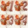 7pcs Autumn Pinecone Hedgehog Balloon Set 32 Inch Brown Number 1-9 Birthday Balloon Thanksgiving Party Decoration Photo Props