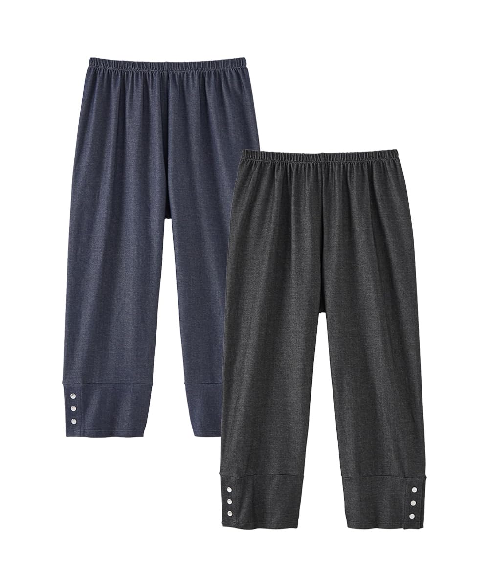 

Прохладный и Прохладный Защита от УФ-лучей Хлопковая Смесь Тонкий Набор Капри с Пуговицами по Подолу Темно-синий [Nissen] Женские Брюки под Джинс, 2, + Черный, LL~3L