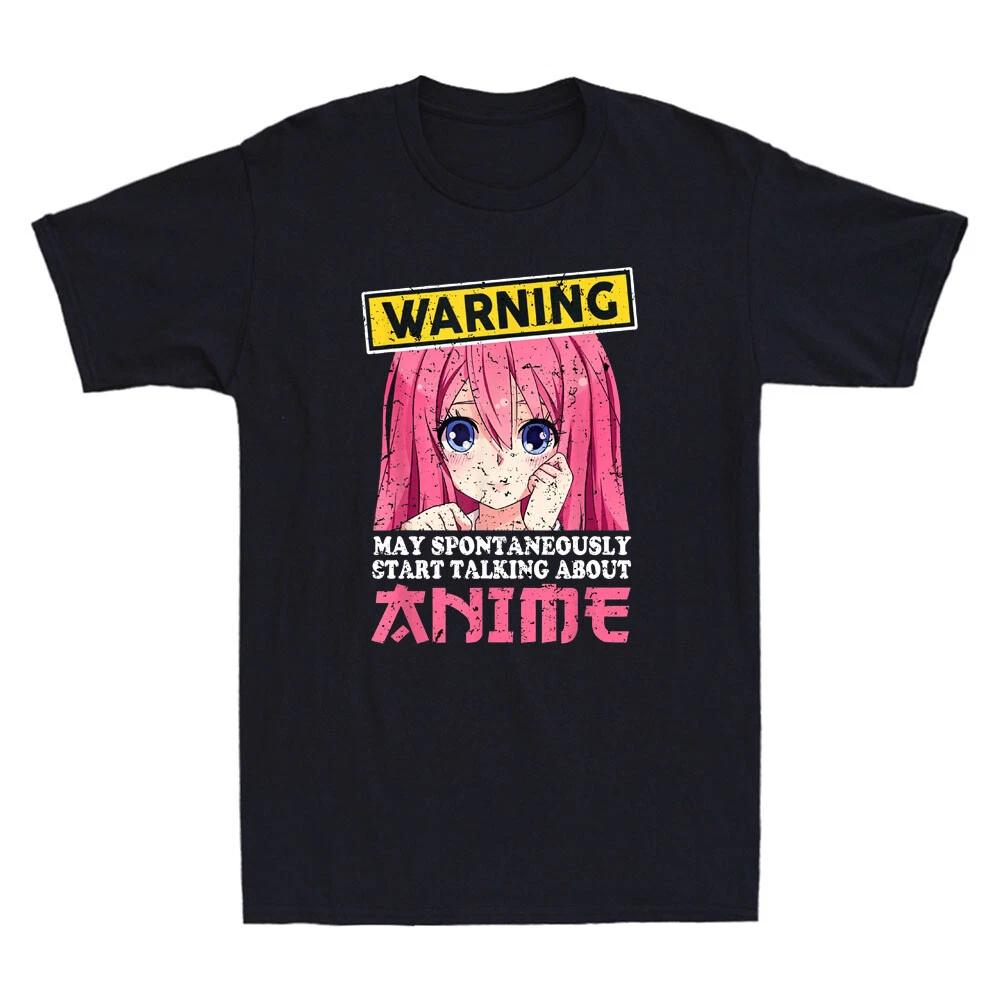 Warning May Spontaneously Start Talking About Anime Girls Vintage Men s T-Shirt XS