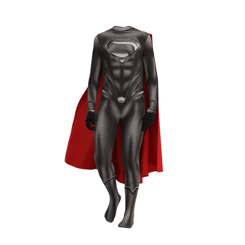 Superman Anzug Halloween Kostüm für Erwachsene, Muskelbrust Jumpsuit Cosplay Outfit 160 schwarz