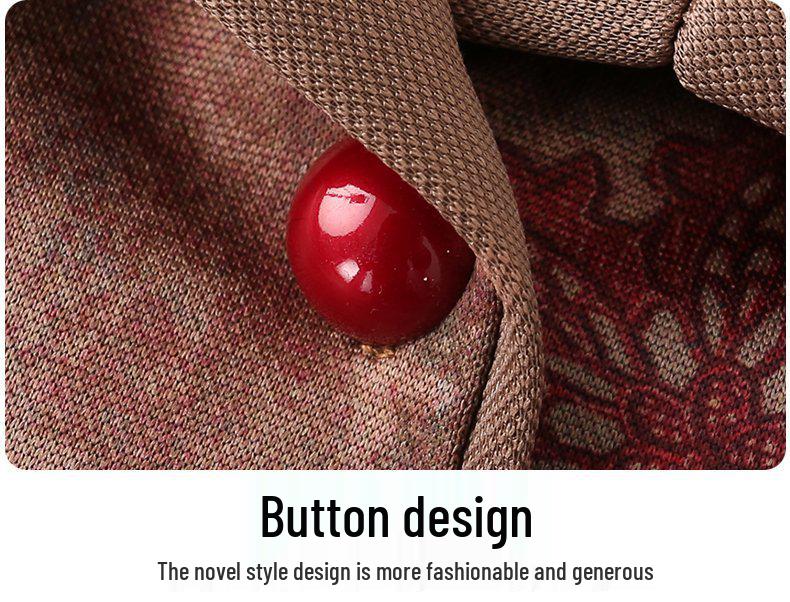 Floral Lapel Button-Up Loose Top for Middle-Aged and Elderly Women