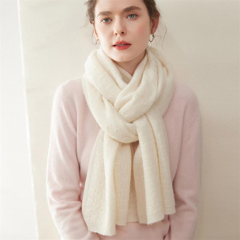 Women's 100% Pure Cashmere Scarf - Warm, Versatile, Solid Color Knit for Autumn & Winter