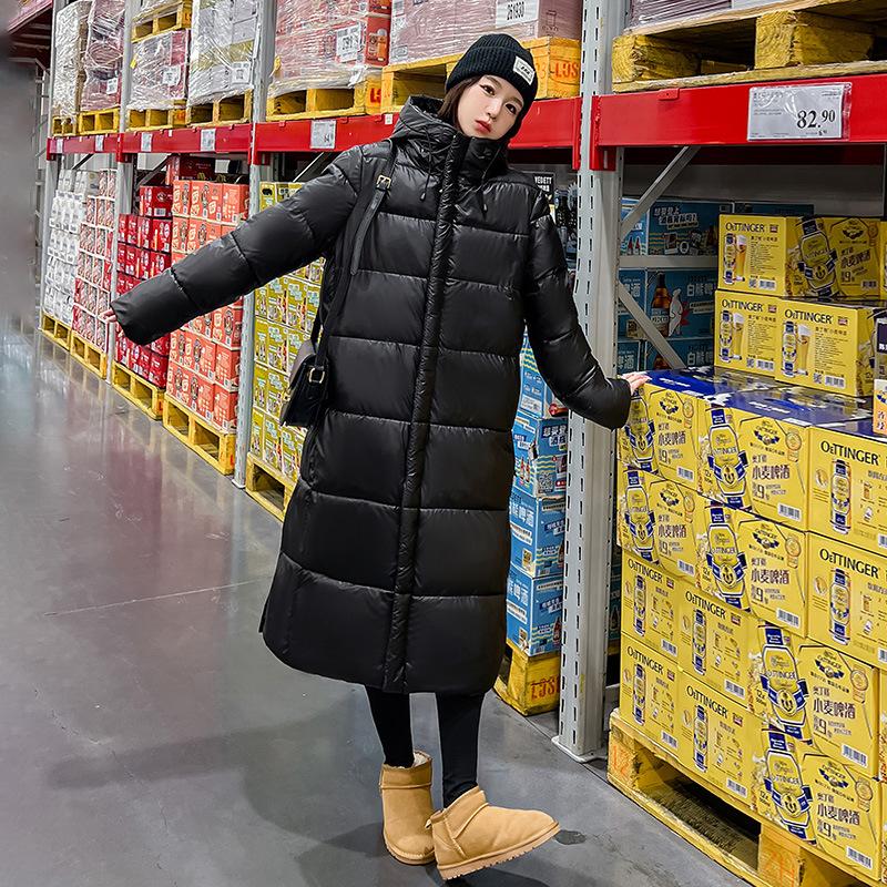 

Женская пуховая куртка, длинная модель, новый стиль зимы 2025, длиной ниже колена до щиколотки, утолщенная, очень теплая. XXL чёрный