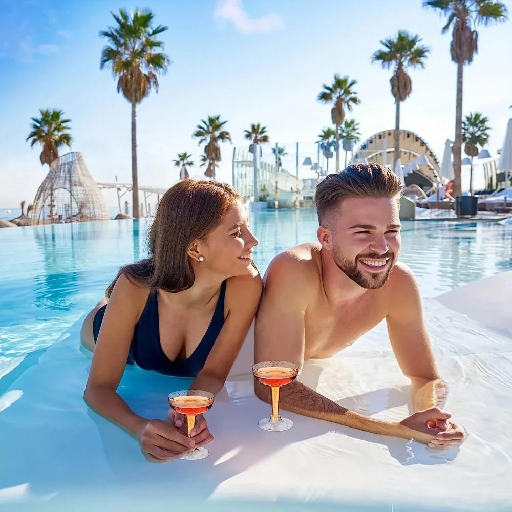 25 peças 4oz copos de coquetel de plástico taças de champanhe com glitter dourado copos de margarita copos de vinho de plástico inquebráveis empilháveis