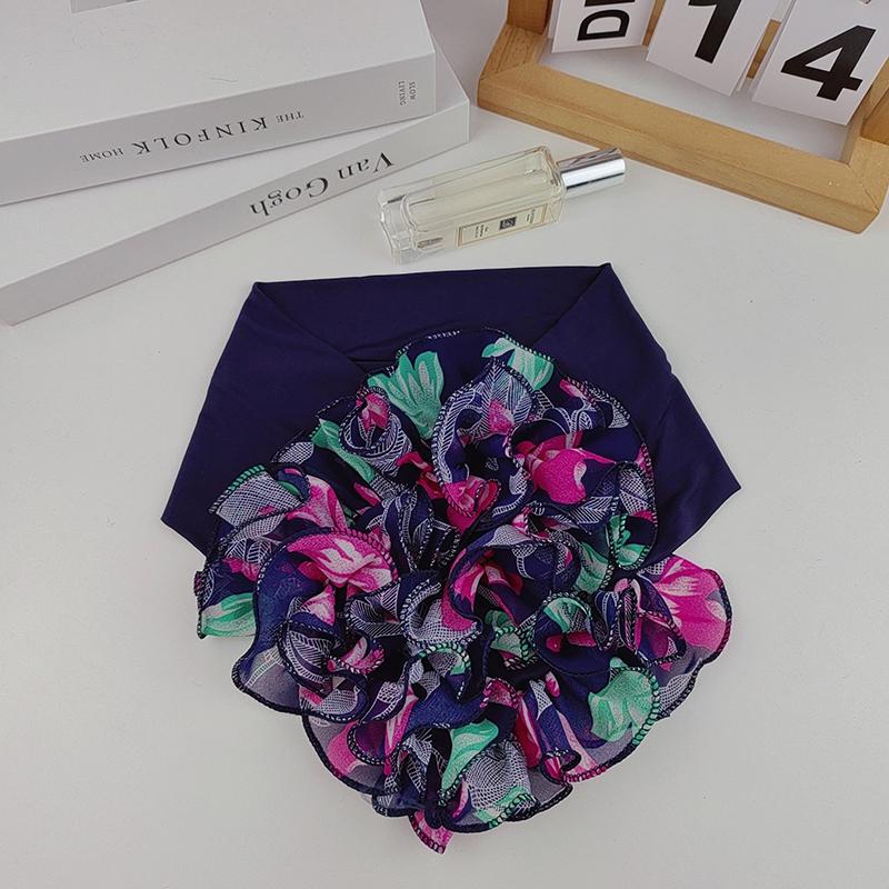 Korean Floral Chiffon Neck Guard False Collar Hedging Scarf Summer Women Ice Silk Protect Cervical Elastic Bib Headneck P51