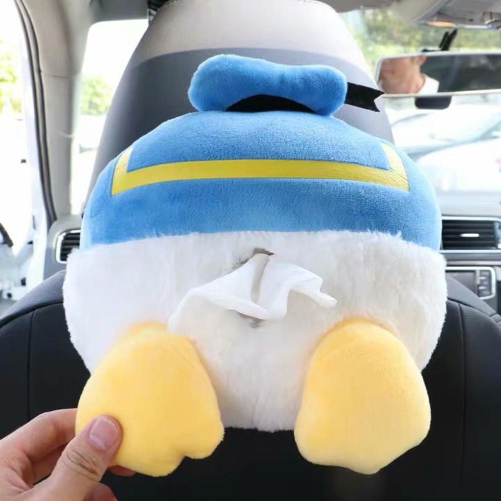 Car  Armrest  Box  Tissue  Box Plush Cartoon Animal Shaped Tissue Box Sun Visor Hanging Drawer