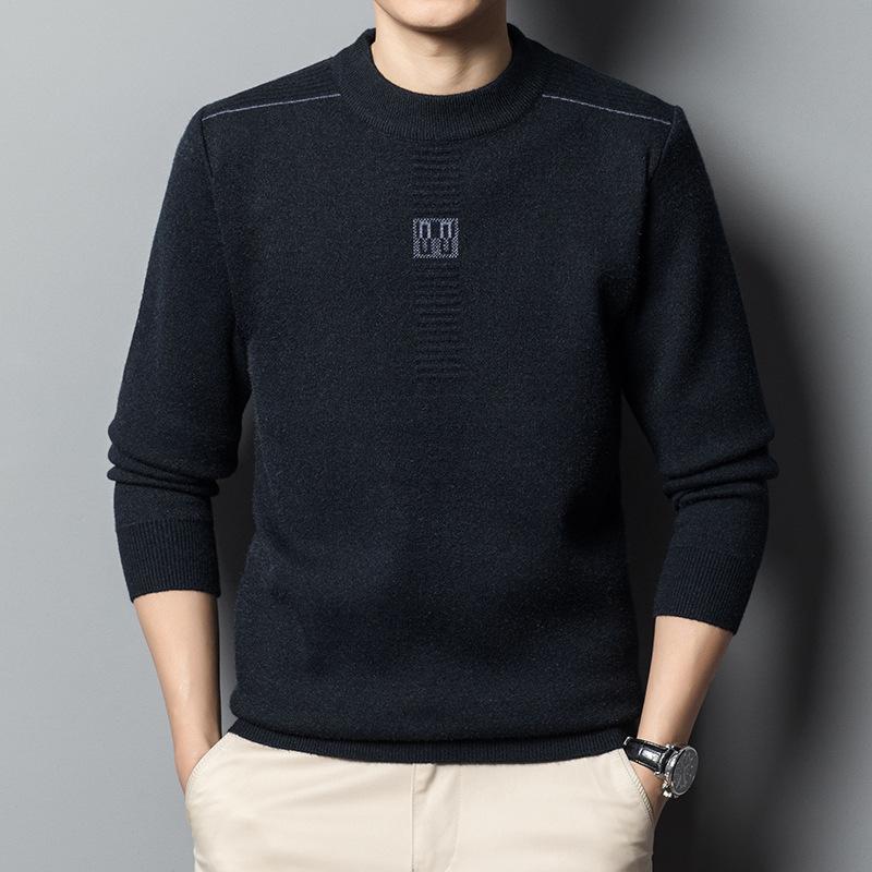 New Knitted Sweater Men's Anti-Pilling, Long Sleeve Crew Neck Bottom Shirt Autumn and Winter Casual Knitted Pullover