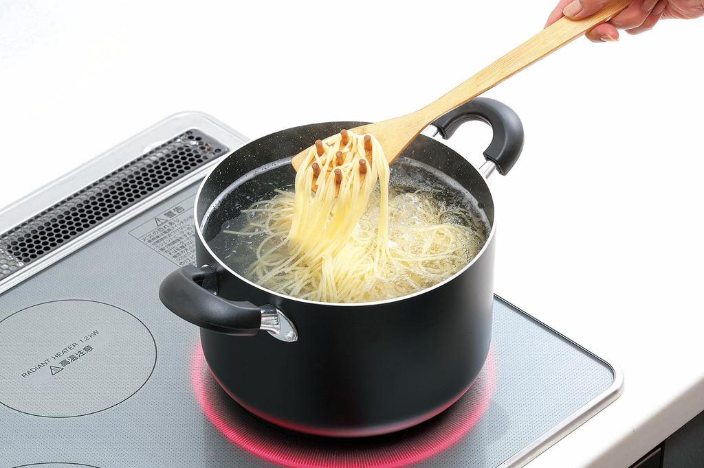 Kakusei Deep Pot, 22cm, 34.5cm x 22.7cm x 21cm, Marble Black, Induction and Gas Stove Compatible, Glass Lid, Non-Stick, GMB-05