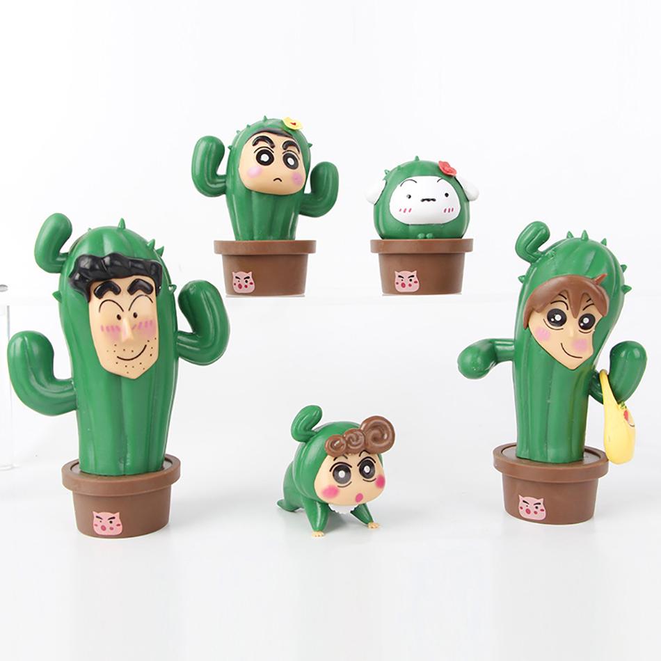 5 Stück Crayon Shin-chan Kaktus Actionfigur Nohara Shinnosuke Anime Figur PVC Sammlermodell Spielzeug Kindergeschenke