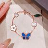 Premium Four-Leaf Clover & Five-Flower Bracelet for Women - White Mother-of-Pearl & Red Shell, Real Gold Plated, Non-Fading, 15mm