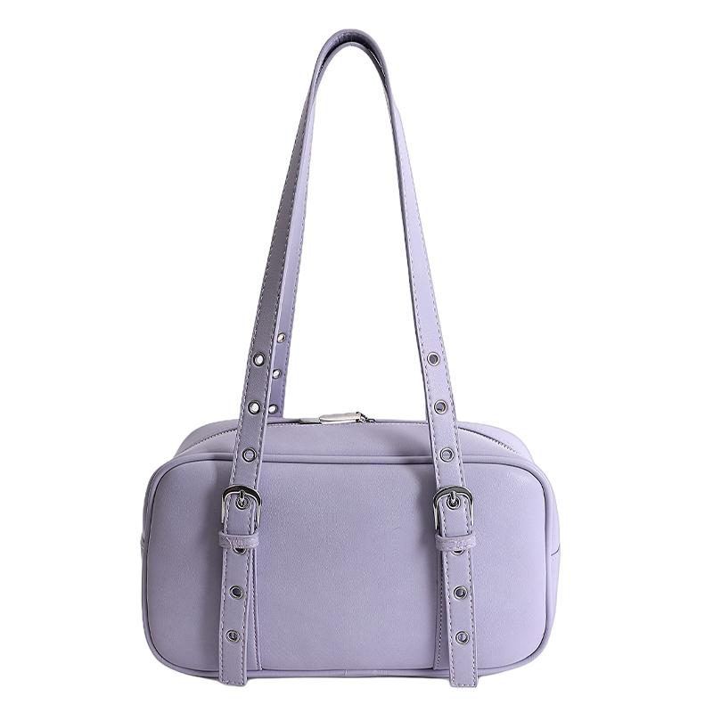 

Y2K Purple Aesthetic Shoulder Bag for Women Cute Lavender PU Leather Mini Handbag with Adjustable Strap Trendy Underarm Purse