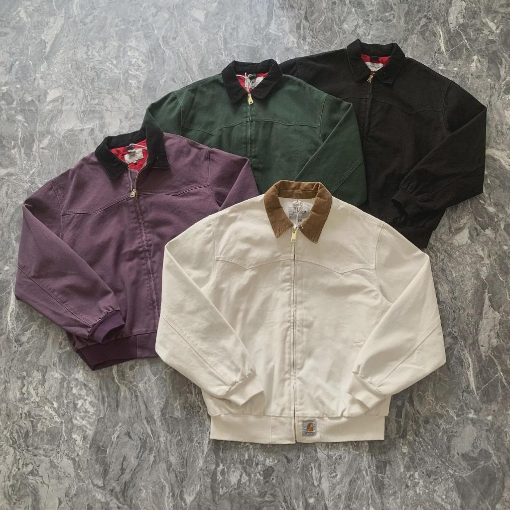 "Santa Fe Vintage Washed Canvas Jacket with Lapel and Zipper"