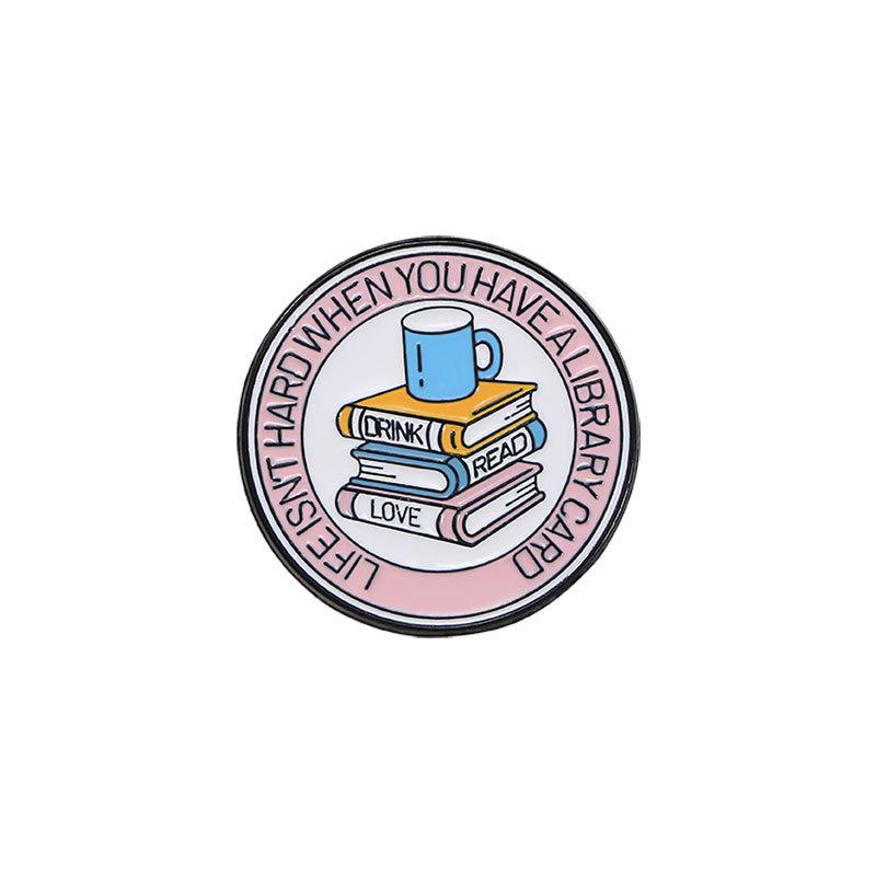 Cute Casual Wind Oil Drop Brooch Clothes Decorative Schoolbag Buckle English Letters Water Cup Book Cartoon