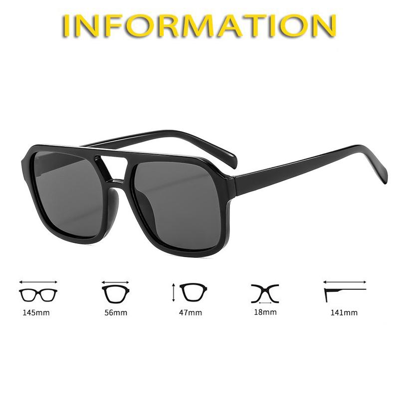 Fashion Vintage Square Sunglasses Thick Frame Double Bridges UV400 Anti-Glare Fashion Female Chic Sun Glasses
