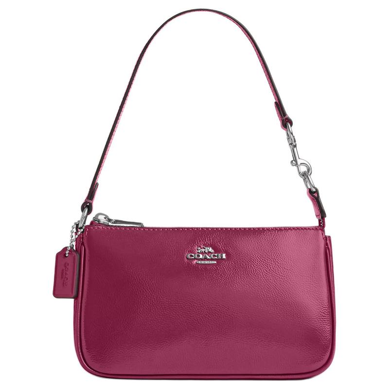 

COACH Nolita 19 Logo Zip Closure Patent Leather Handbag Small Women s Silver with Pink срібний