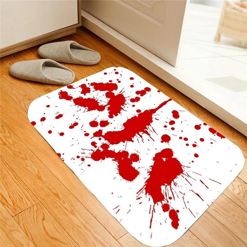 Blood DEATH PARTY Red Foot print Handprint Horror Halloween Theme Decoration Non Lip Absorbent Floor Mat Foot Mat Doormat