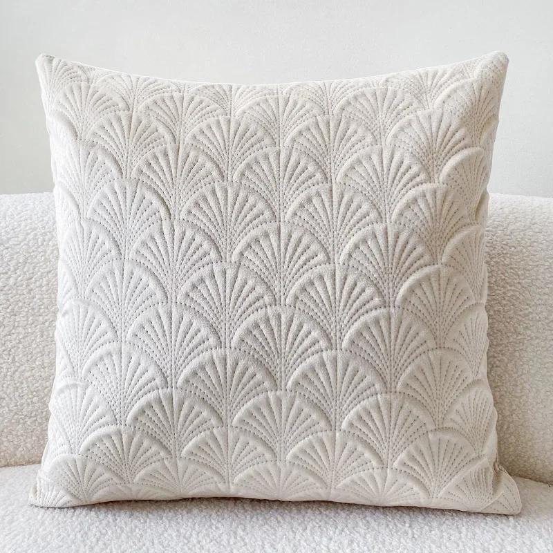Чехол для подушки из бархата в скандинавском минималистском стиле с 3D-дизайном в виде гребешка 45x45 см декоративная наволочка для дивана наволочка для домашнего декора 45x45cm бежевый 2765₽