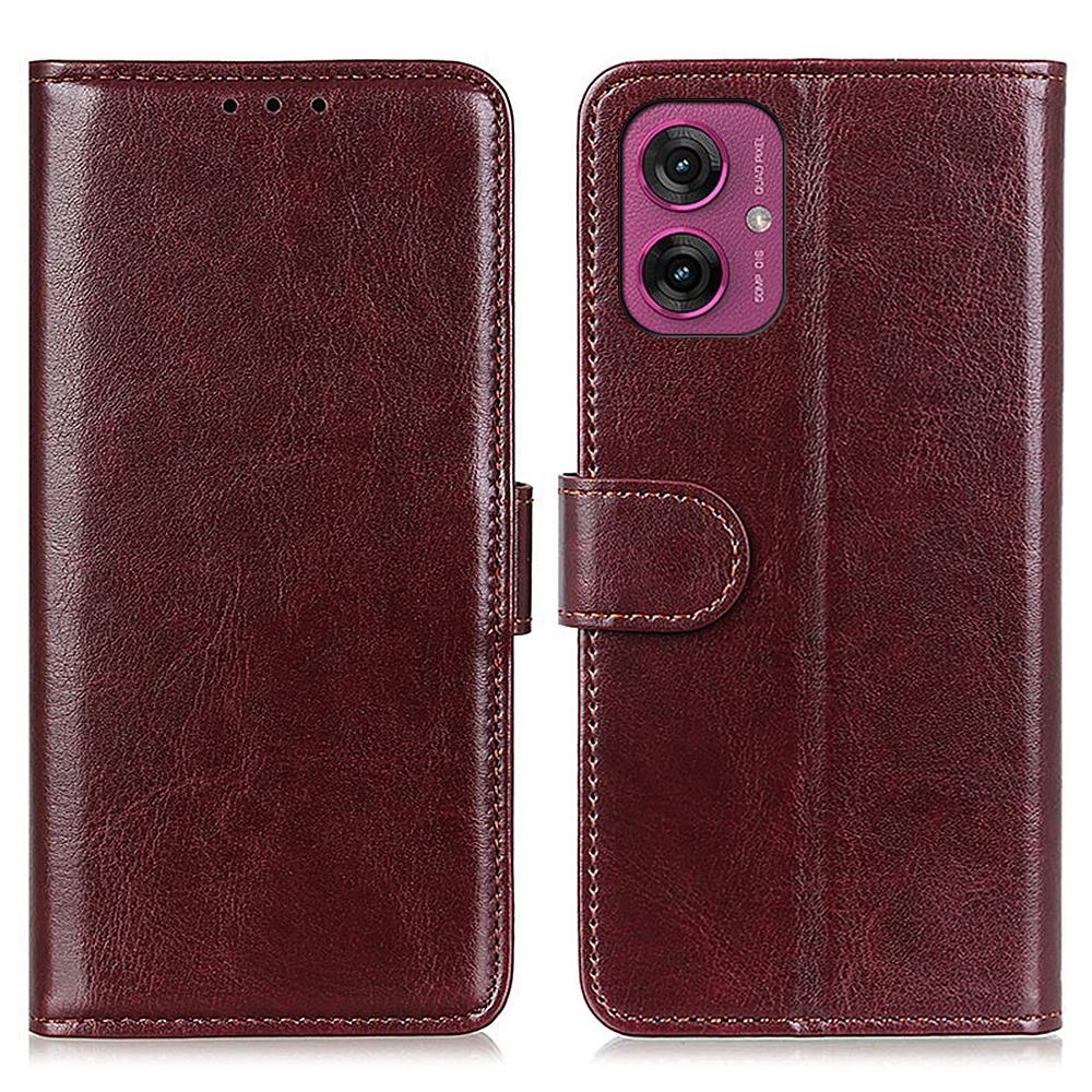 

Для Motorola Moto G55 5G Чохол Текстура Кінської Шкіри PU Шкіра Чохол-Підставка для Телефону Brown