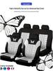 Butterfly Fabric Car Seat Cover Set, Universal Fit, Heat Transfer Design, 5 Seats, 9 Pieces, for Middle East, Europe & America.