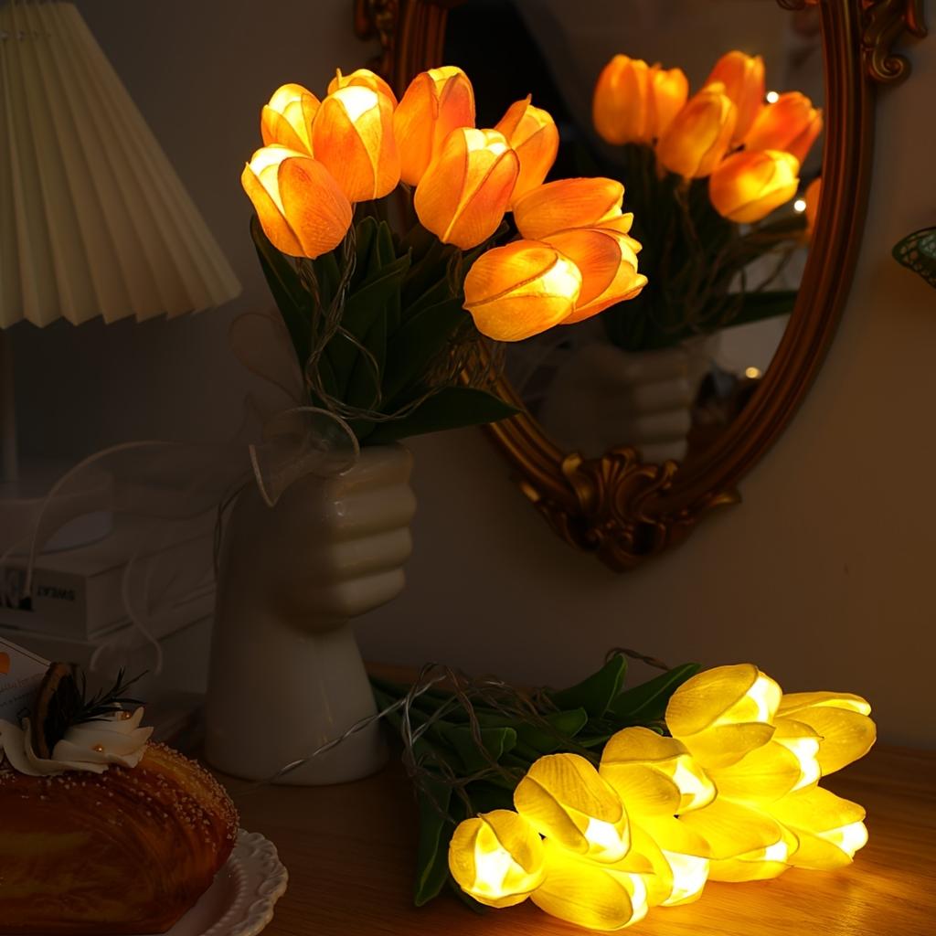 10 peças Tulipa Luminosa LED Luz Noturna DIY Lâmpada Feita à Mão Flor Artificial Buquê de Noiva Luz de Atmosfera de Natal Ano Novo