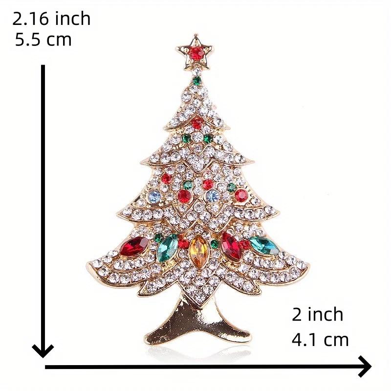 2pcs Women Men Fashion Exquisite Christmas Tree Crystal Brooch Badges Elegant Lady Festival New Yearl Gift Pin