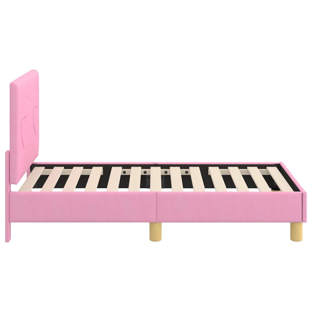 Kids Bed Frame with Headboard Pink 70 X 140 Cm Fabric