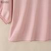 ZANZEA Women Casual V-Neck 3/4 Sleeve Loose Blouse