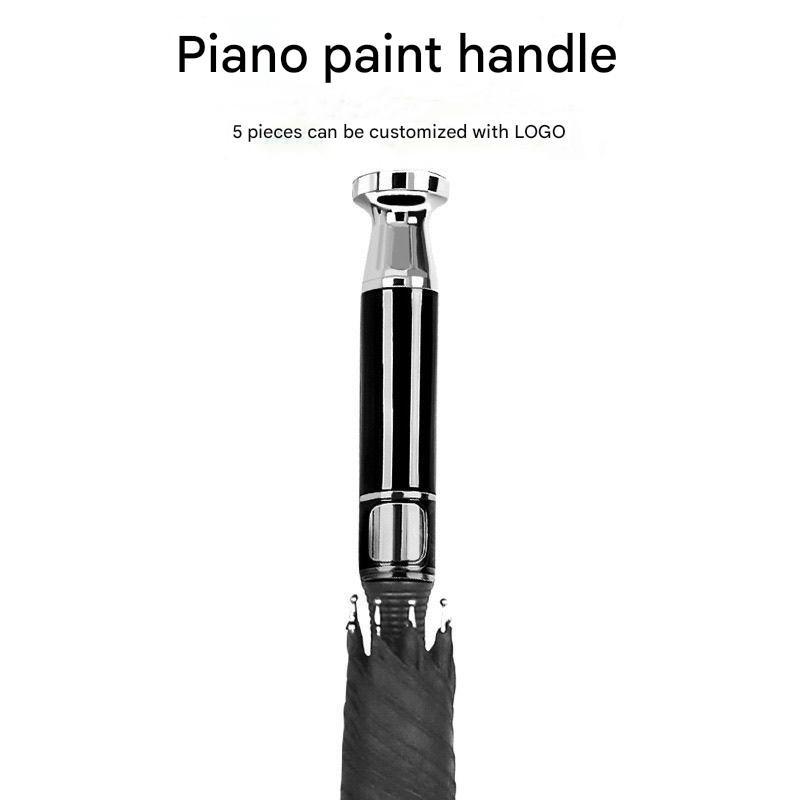 Piano Paint Long Handle Straight Umbrella Storm Resistant Sunny And Rainy Dual-purpose Black Plastic Business Gift Sun Umbrella