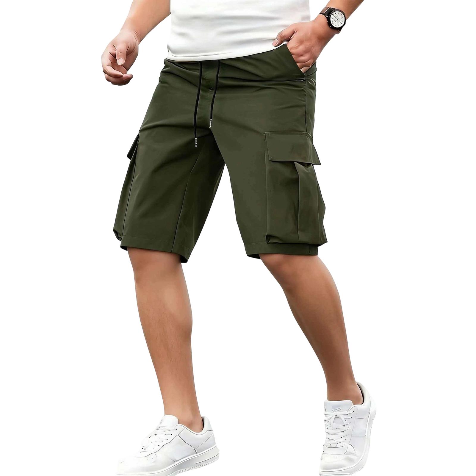 Men s Straight-leg Work Pants  Multi-pocket Five-pocket Pants L армия зеленый