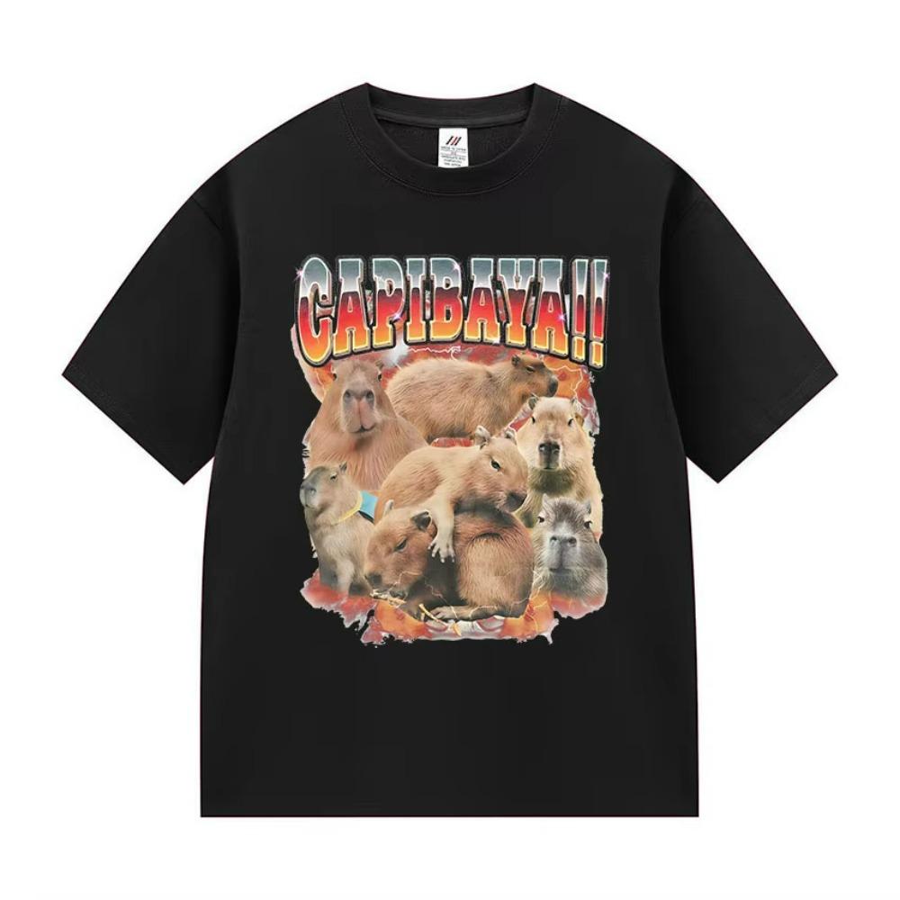 Funny Capybara Meme Graphic TShirts Unisex Women Fashion High Quality Cotton T Shirts Retro Oversized Short Sleeve Tees Streetwear