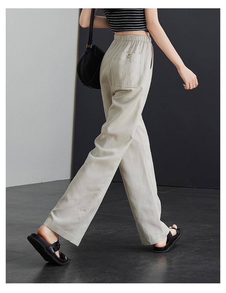 Lyocell Cotton and Hemp Wide Leg Pants for Women In 2026 Summer, Thin, Loose, Versatile, Elastic Waist Strap, Floor Pants