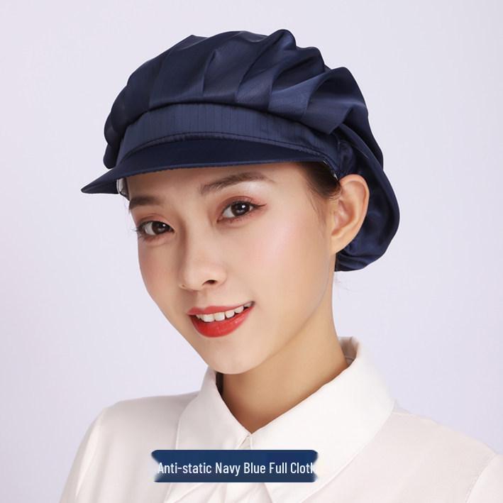 Unisex Anti-static Dustproof Work Cap for Electronics, Chemical, and Food Workshops Navy Full Fabric Anti-static