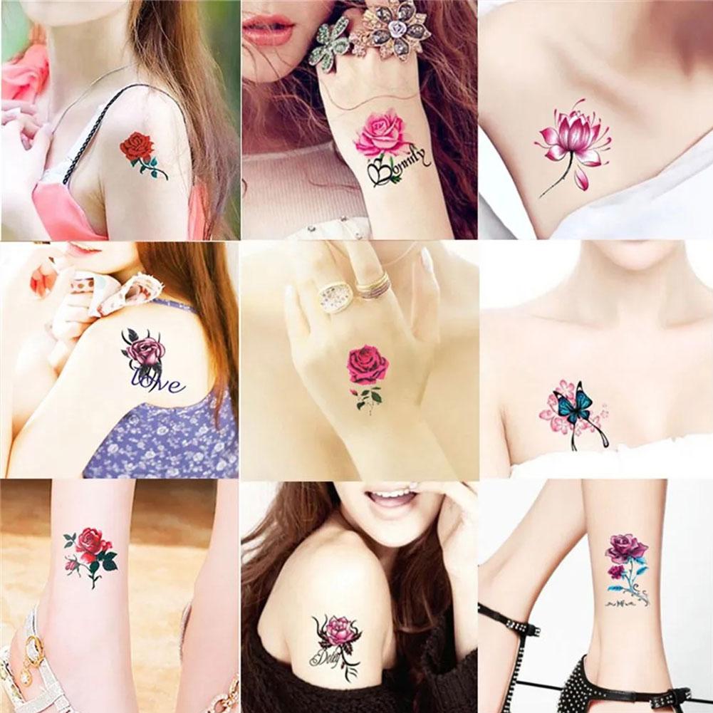 20/50pcs Waterproof Tattoo Stickers Sexy Simulation Collarbone Stickers Tattoo Butterfly Flower K9U6