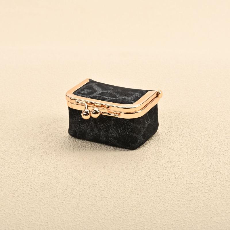 Mini PU Leather Kiss Lock Jewelry Box Leopard Pattern Portable Earphone Storage Case Coin Purse Ring Necklace Travel Organizer for Women