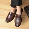 Luxury Brand Genuine Leather Loafers Shoes Round Toe Slip-on Summer Breathable Shoes Mens Business Causal Walking Driving Shoes