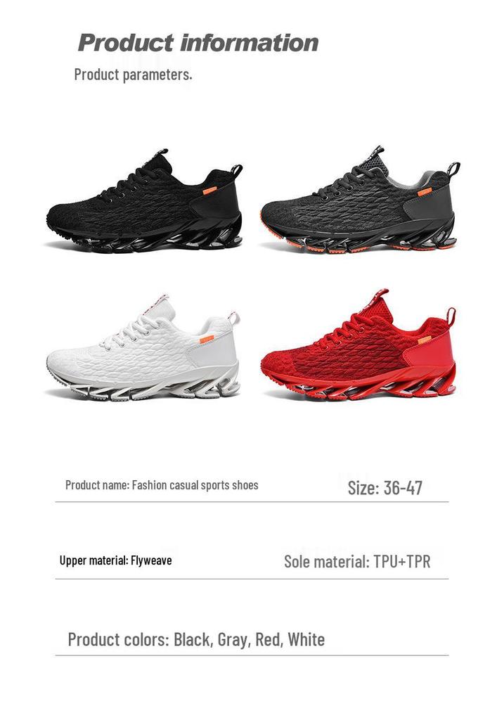 2024 Men's Breathable Mesh Running Shoes - Trendy, Large Size, Casual Sporty Blade Design for Spring & Autumn