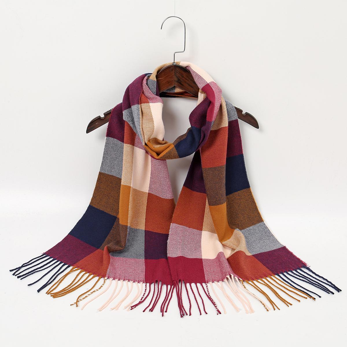 

Plaid Tassels Pashmere Shawl Scarf For Woman Men Autumn Winter Warm Scarves Fashion Cashmere Like Mulffer Wraps 192*33