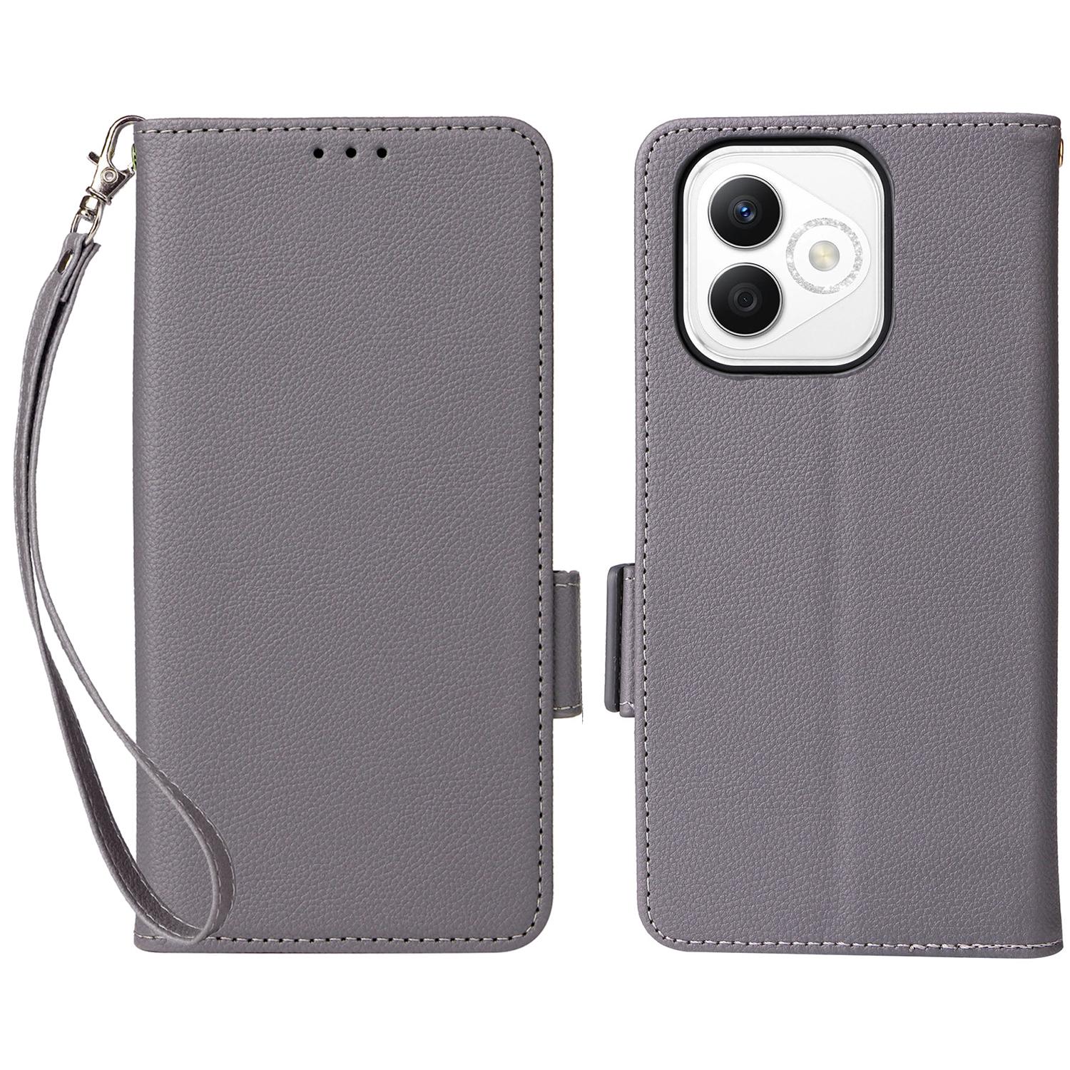 

For Honor X60i 5G/Play 9T Pro 5G Case with Wrist Strap Litchi Texture PU Leather Wallet Phone Cover D