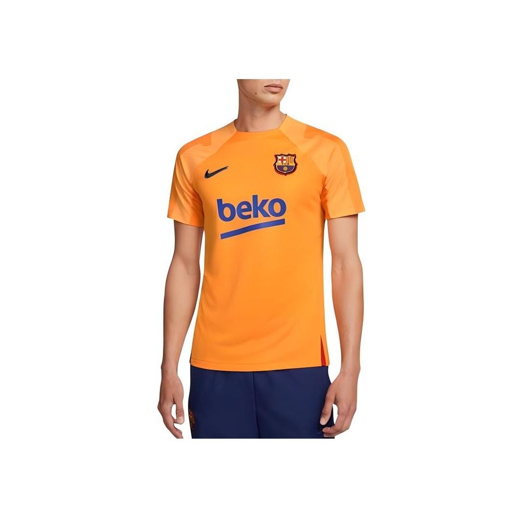 Nike Color Block Logo Print Round Neck Short Sleeve Barcelona Football Jersey 2021-2022 Season Men Jersey Orange DH7707-837